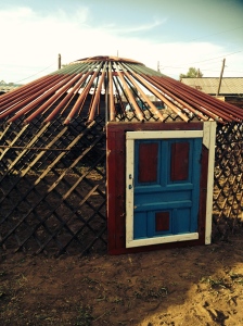 Yurt being built